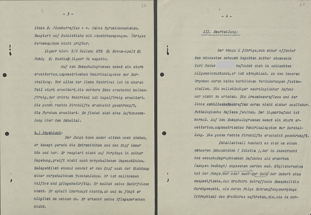 Auf dem Stadtrodaer fachärztlichen Gutachten vom 22. August 1941 sind der körperliche und psychische Befund sowie die Beurteilung vermerkt. 